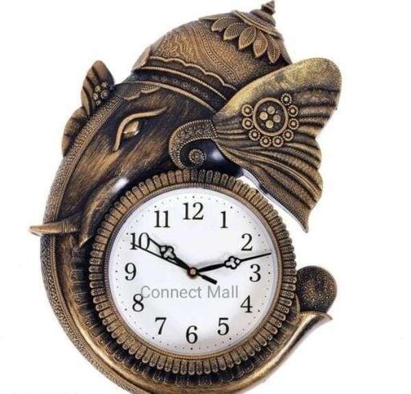 GANESHA Analog Plastic Metal Color Wall Clock - Free Size, Metal Color, Plastic, Analog, Pack of 1 wall Clock